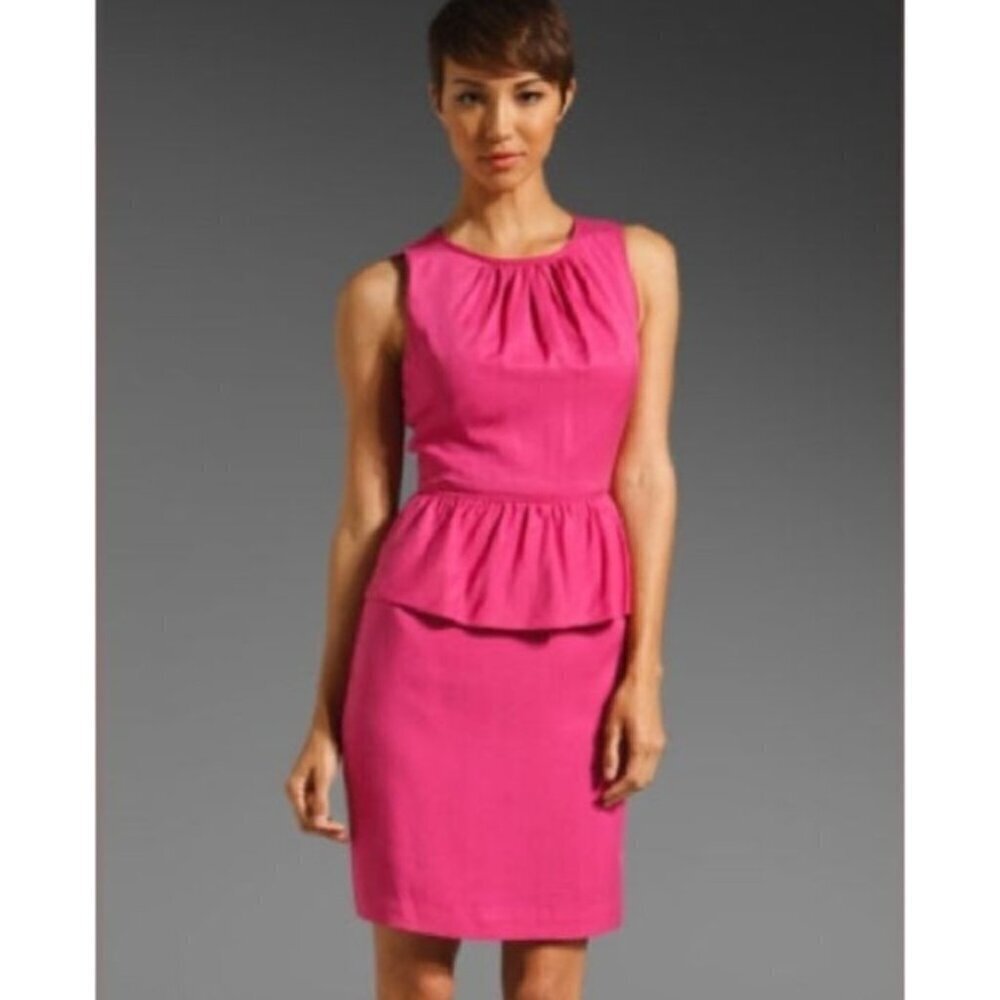 Trina Turk Hot Pink Kiran Peplum Dress 10 Mini Sleeveless Resort Cruise Wedding